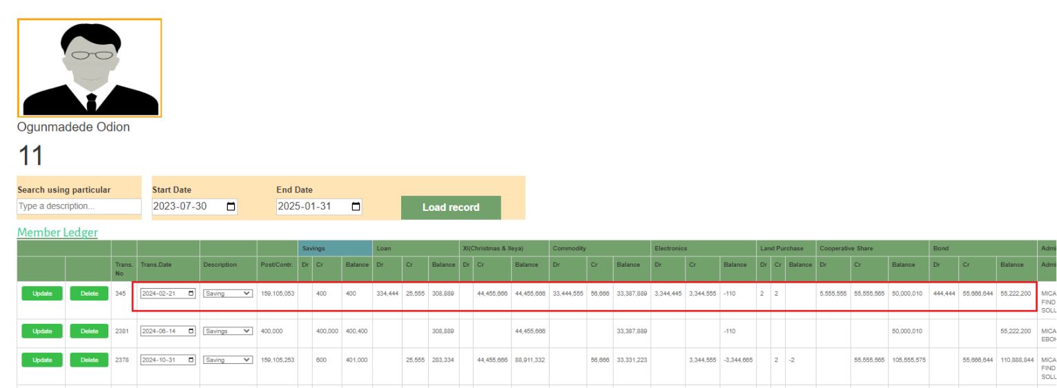 update ledger